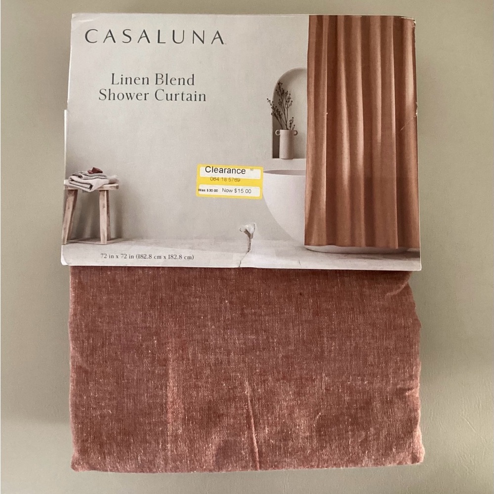 Casaluna Linen Blend Shower Curtain - Rust 72” x 72”